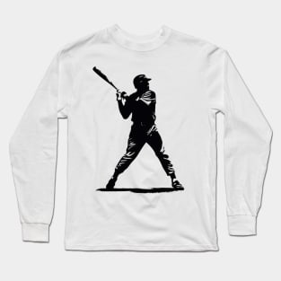 Baseball Player Silhouette Long Sleeve T-Shirt